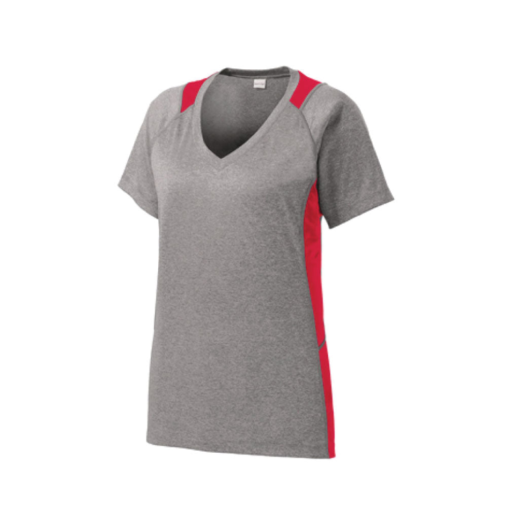 Ladies Heather Colorblock Contender V-Neck Tee
